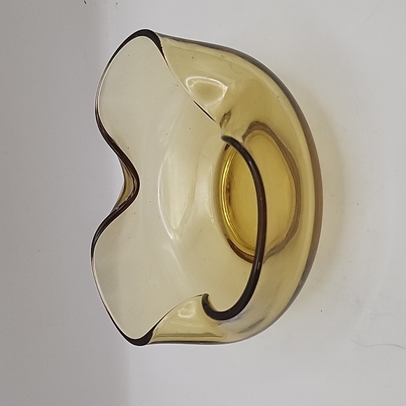 Vintage Anchor Hocking Amber Glass Folded Edge Bowl 5" X 2.5" - Picture 3 of 10